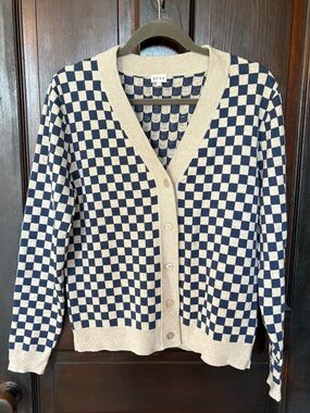 KULE Checkered Cardigan, NWOT, size Small